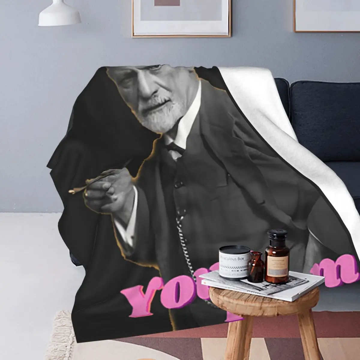 Sigmund Freud Freudian Your Mom Blanket Soft Warm Flannel Throw Blanket Cover for Bed Travel Home Sofa