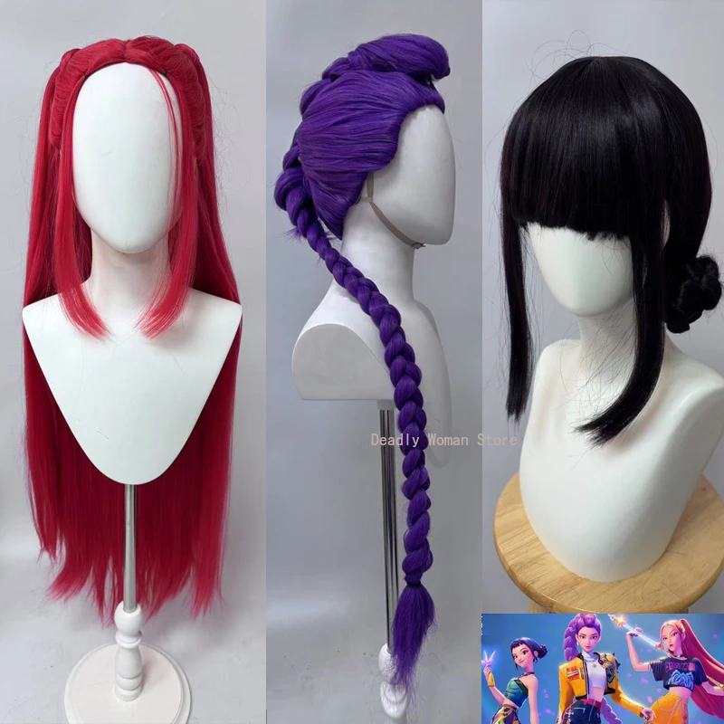 

In Stock Huntrix Rumi Mira Zoey Cosplay Wig Anime Movie K-pop Demon Hunters Cosplay Heat Resistant Synthetic Hair Wigs +WigCap