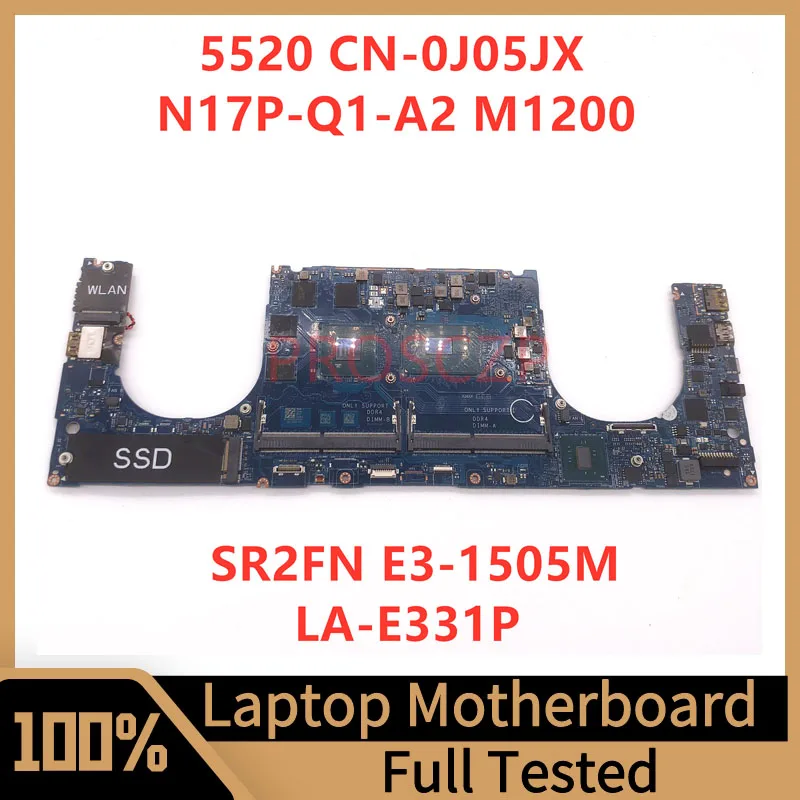 

Mainboard CN-0J05JX 0J05JX J05JX FOR DELL 5520 Laptop Motherboard With SR2FN E3-1505M CPU M1200 LA-E331P 100% Full Working Well