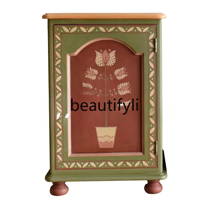 

Neoclassical solid wood bedside table/locker/hand painted bedside table