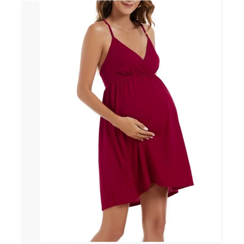 

Maternity Camisole Nightgown Soft Breathable Fabric, Machine Washable Elegant Loose Home & Outing Comfortable Pregnancy Clothing