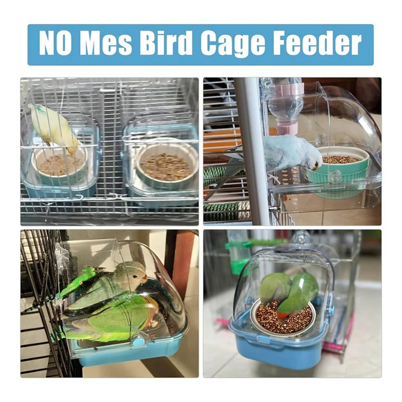 Bird Feeder For Cage No Mess Bird Cage Pet Feeder Bird Bath For Cage For Parakeet Canary Cockatiel With Ceramic Bowl