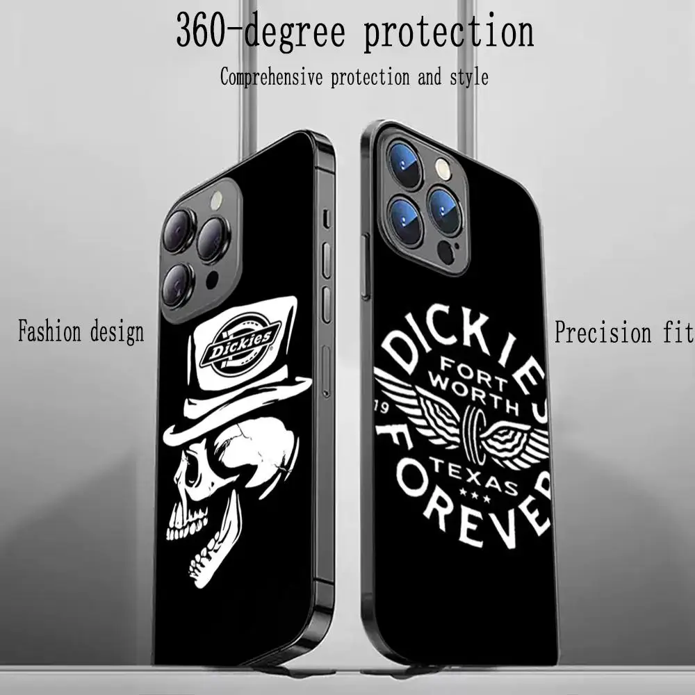 Fashion cool ins dickies design Phone Case For iPhone 16 15 14 13 12 11 X XR XS 8 Plus Mini Pro Max Soft black Shockproof Cover