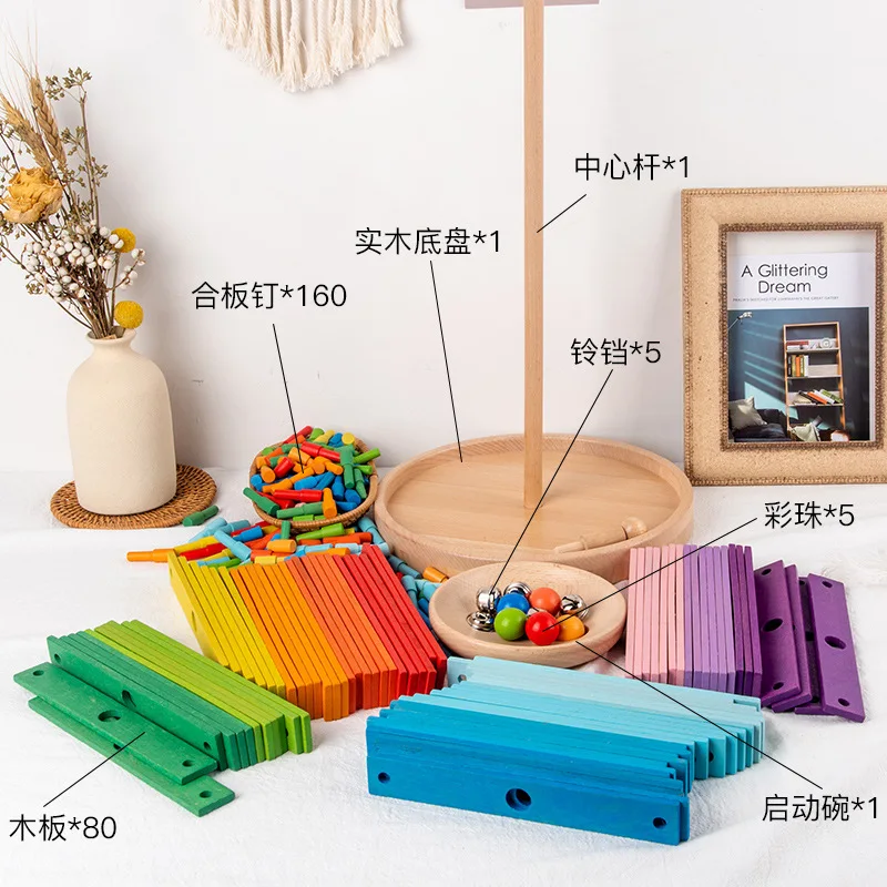 Wooden Montessori Educational Toys Wooden Stacking Building Blocks Games Set
