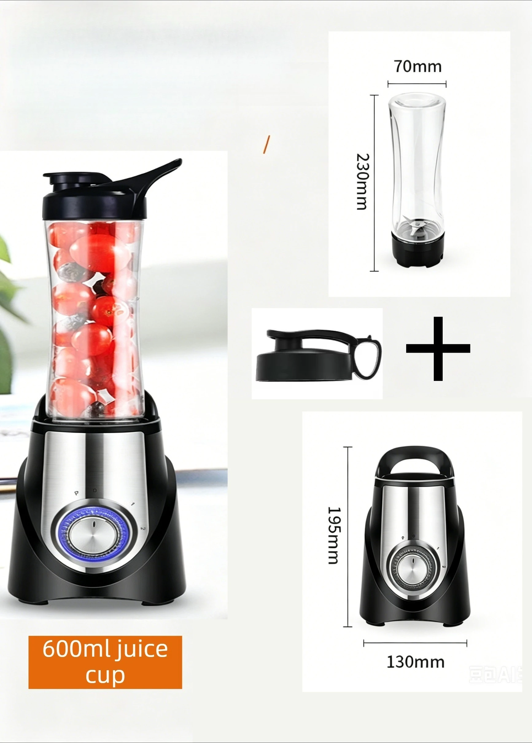 

Juicer 600ml Powerful Solid Copper Motor Pulse Function Safety Switch Lock Multi-Functional Juice Smoothie Baby Food Preparation