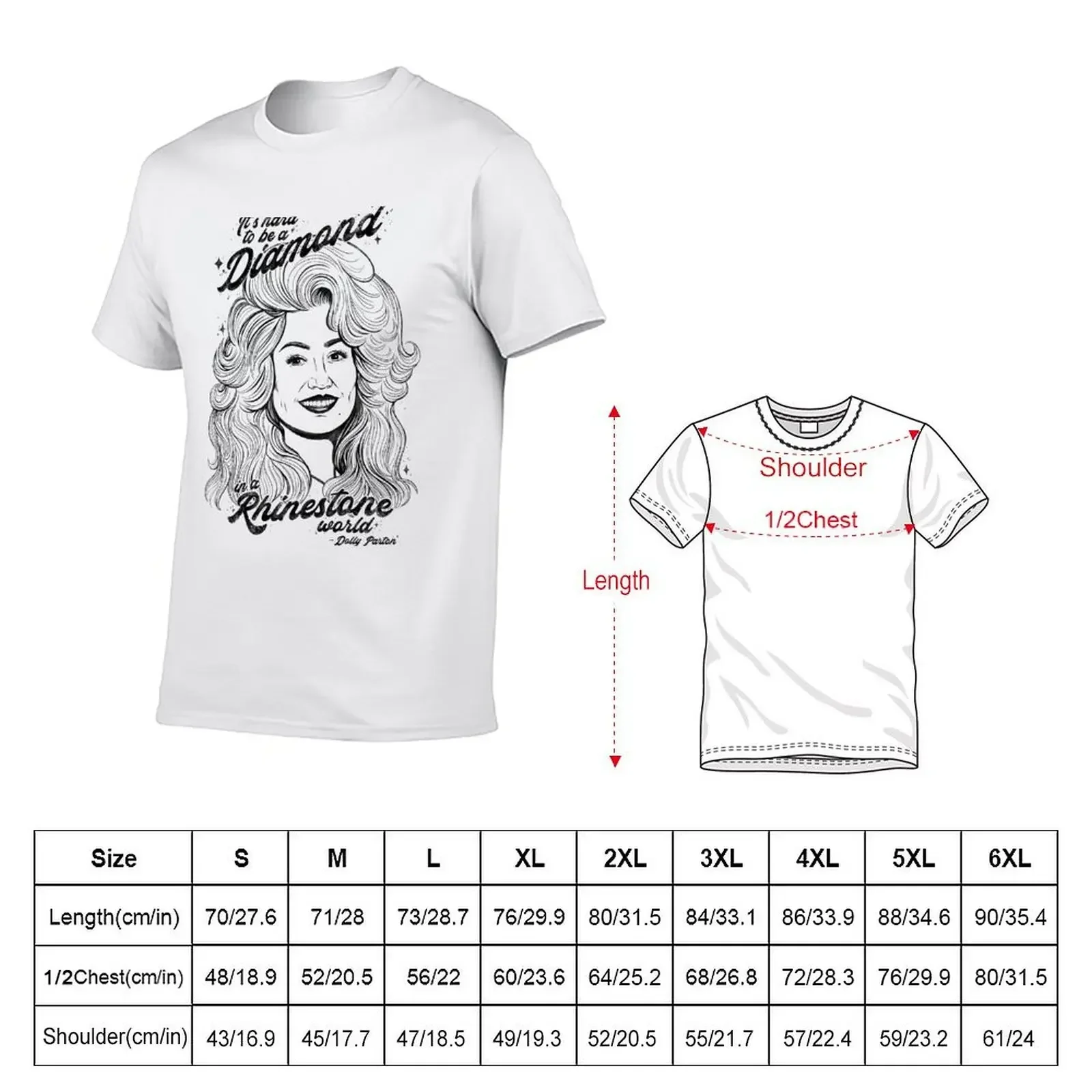 Dolly Parton - It's Hard to be a Diamond in a Rhinestone World T-Shirt blanks graphic shirts Short sleeve tee t shirt men