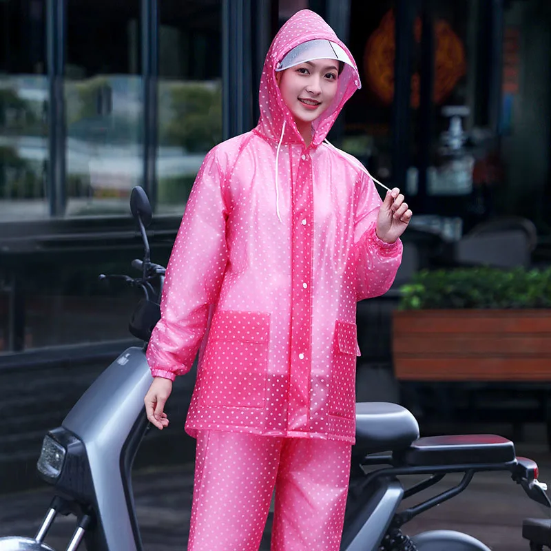 Raincoat and rain pants are suitable for women with thickened adult body and rainproof men\'s raincoat and rain pants