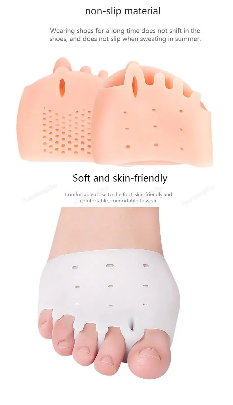 1 Paar Damen-Mittelfußpolster aus Silikongel mit fünf Löchern, Waben-Vorfußkissen, Zehenspreizer, Hallux Valgus Fußpflege – Detail 11
