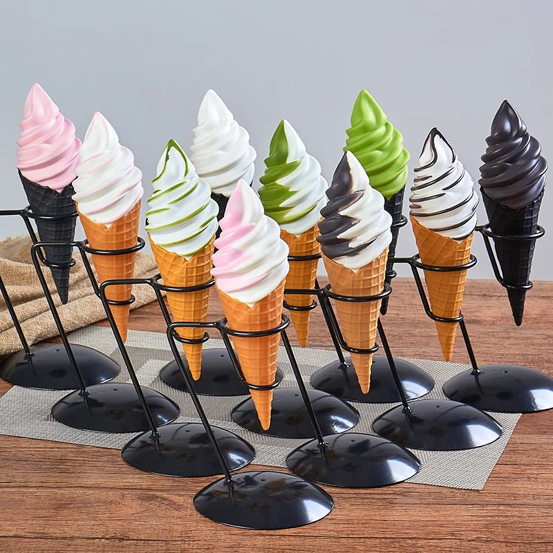 21CM Simulated DIY Light Plastic Fake Ice Cream Cone Model Lifelike Safe Photograph Shape Props Food children\'s toys Lotus Cute