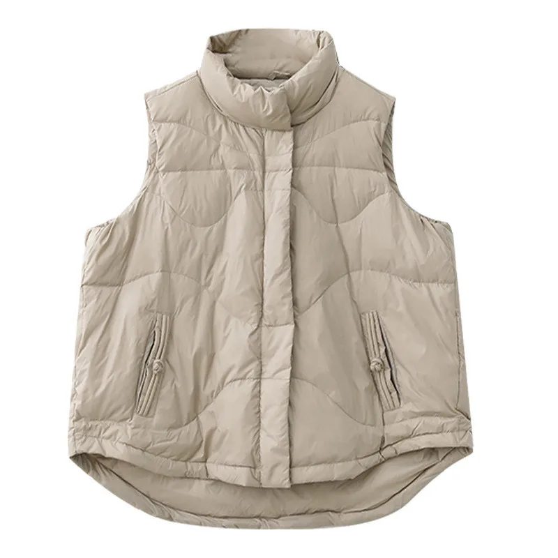 Gilet Oversize in piuma 2023 autunno inverno donna piumino d'anatra bianco chiaro cappotto parka donna caldo corto senza maniche canotta