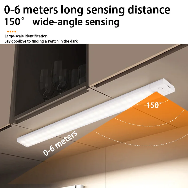 Imagem -02 - Led Bar Motion Sensor Lights tipo c Recarregável Detector Regulável Luz Noturna Portátil Indução Gabinete Lâmpada para Cozinha Quarto