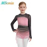 Jersey de Ballet con diamantes de imitación brillantes para niñas, falda tutú, vestido de leotardo, gimnasia, patinaje artístico, traje de baile lírico