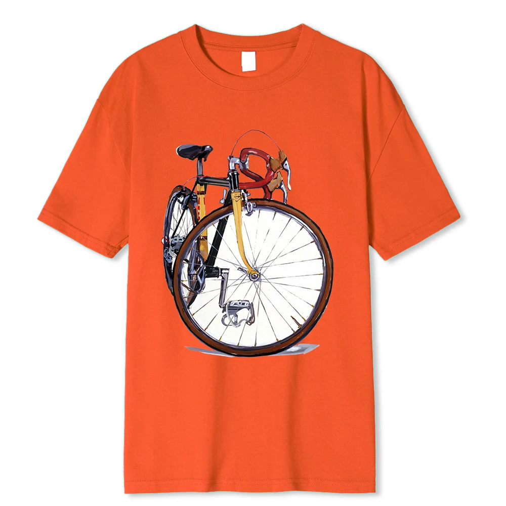 Fixed Gear Bicycle Cyclist Painting T-Shirt New Summer Men Short Sleeve Road Bike Sport Lover White Casual Boy Tees Vintage Tops