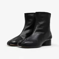 Luxury Design Fashion Split Toe Shoes 2026 Autumn Winter New Ankle Boots Genuine Leather Low Heels Women's Boots