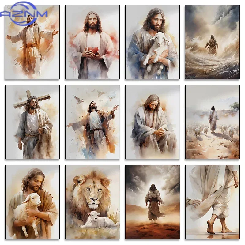 Jesus and The Cross Jesus Poster Christian Lamb of God Art Canvas Painting Christian Wall Art HD Picture Living Room Home Dec