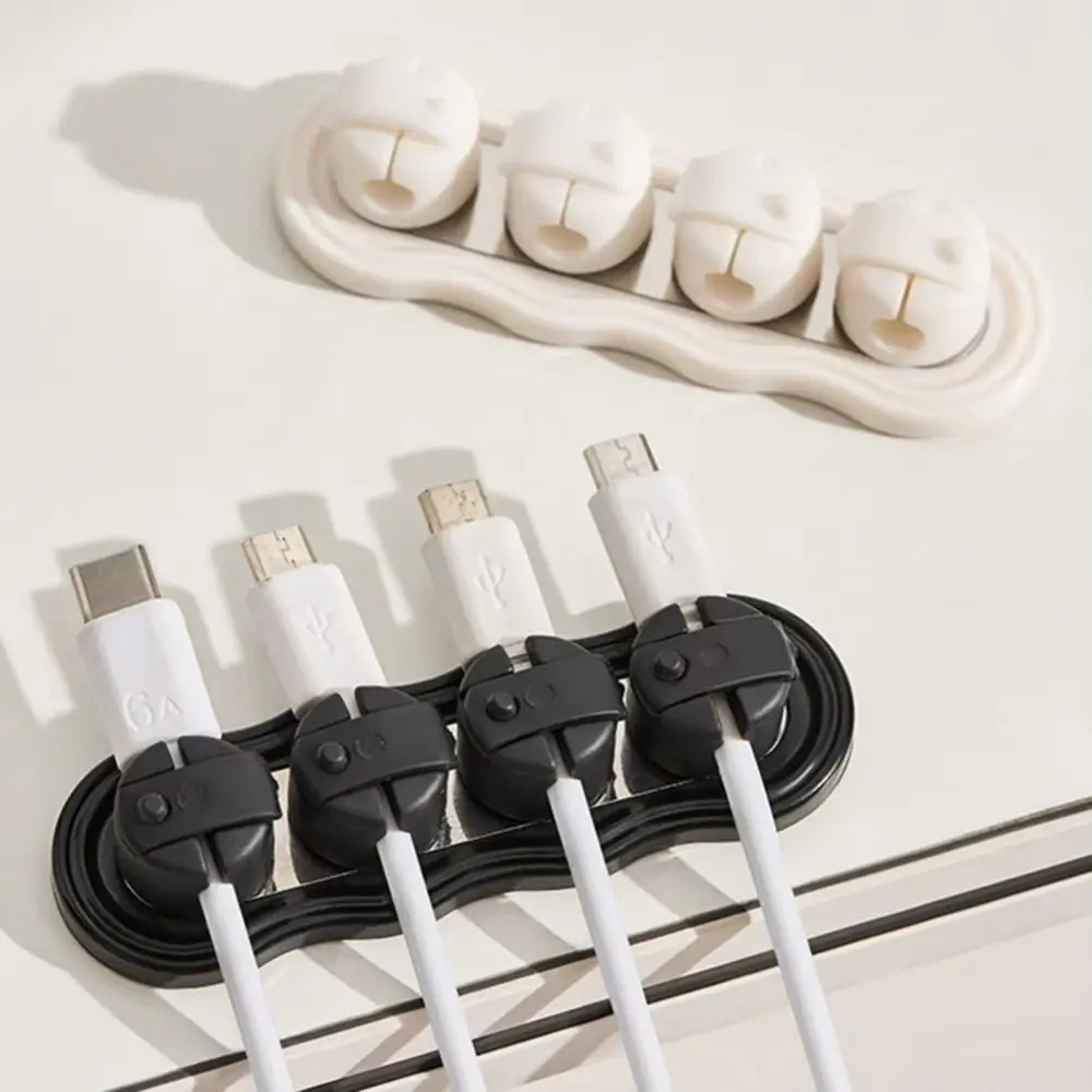 Self-Adhesive Multi Cord Holder Built-in Magnet Reserved Wire Slots Wire Management Clips Solid Smooth Plastic Powerful Magnet
