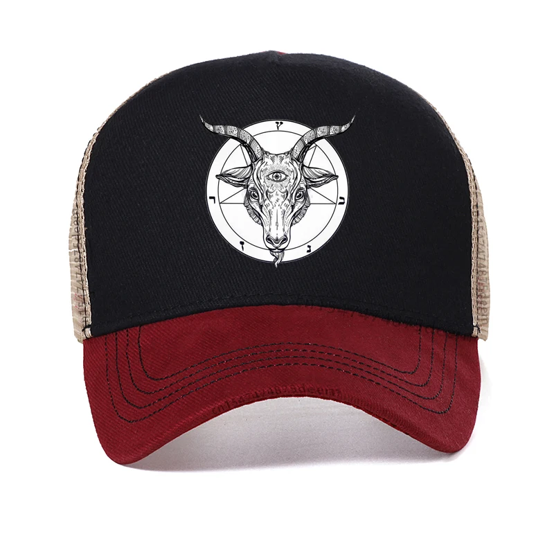 Kościół katolicki rycerze templariuszy pentagram Baphomet szatan czapka baseballowa z nadrukiem letnia siatka oddychająca czapka typu trucker gorras