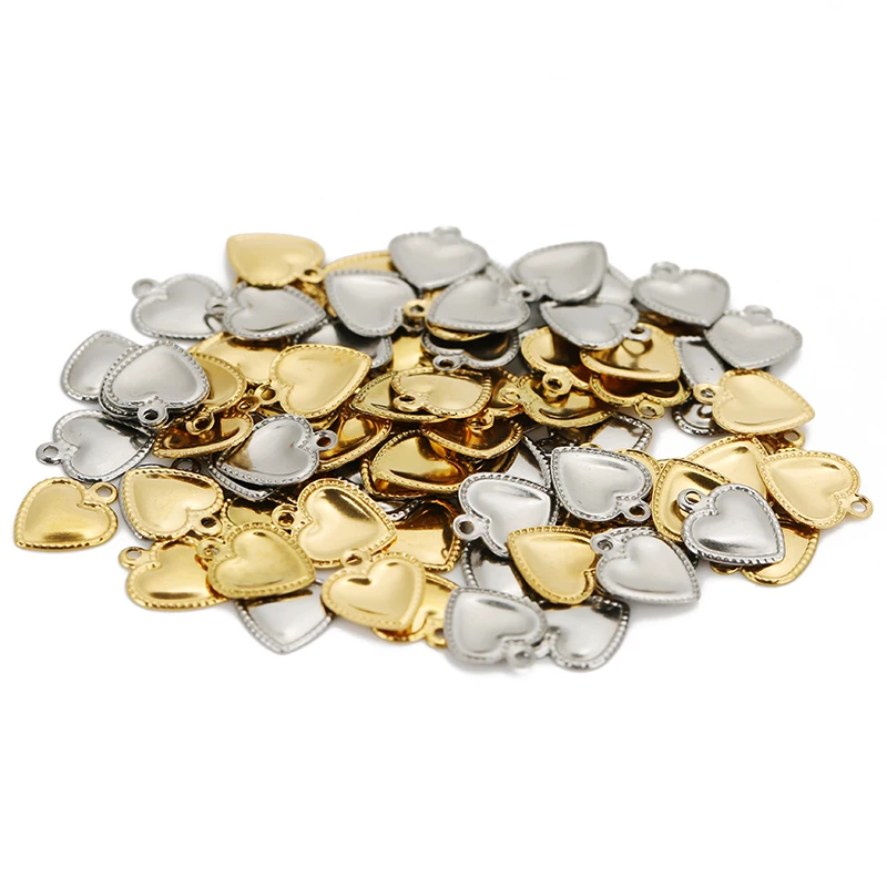 50pcs Stainless Steel Small Love Heart Charms for Necklace Extended Chain Charm Bracelets Tail Chain Tag Jewelry Accessories image 5