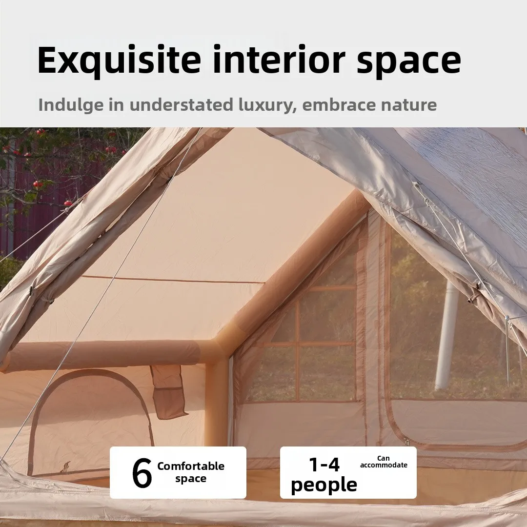 

A single-layer folding 6.3 flat inflatable tent waterproof Oxford cloth roof ridge outdoor camping tent