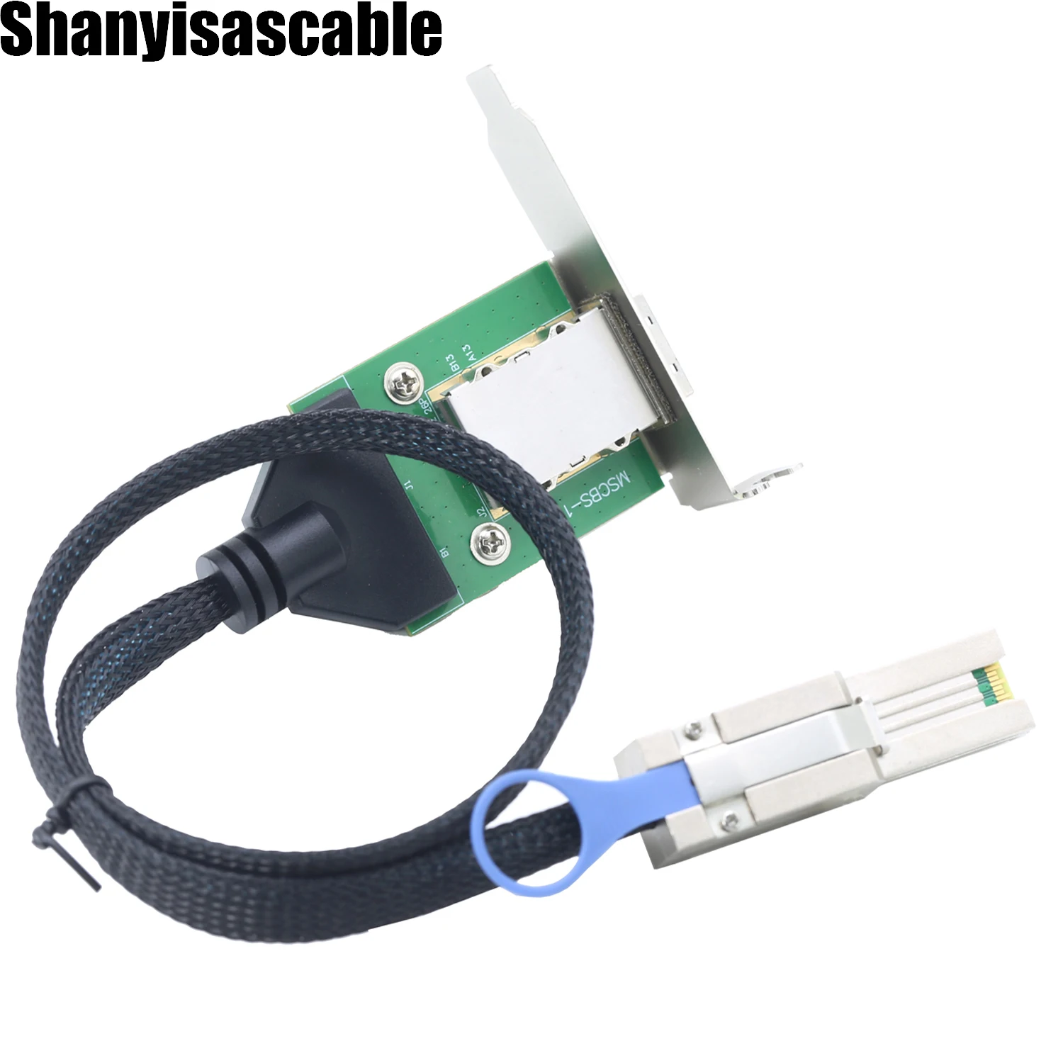 0.5M Mini SAS External SFF-8088 Male to SFF-8088 Female 26Pin Extension Cable 50cm PCBA with Low Profile Bracket