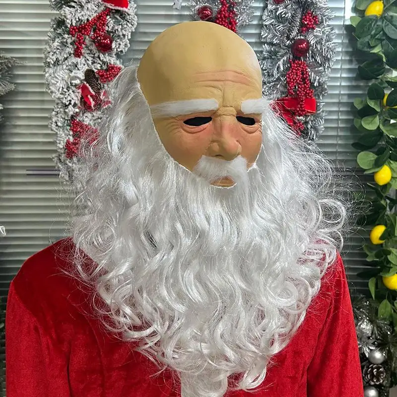 Santa Claus Masque Realistic Latex Santa Claus Face Cover Soft Visible Party Supplies Costume Headgear Breathable For Friends