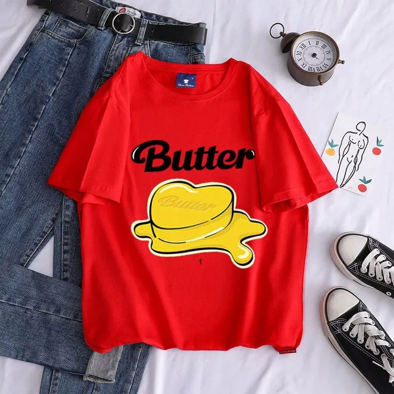 Bangtan Boys New Song Butter Oversized T-shirt Boys Girls Family suit Kawaii Boys girls short sleeve pure cotton top S-4XL