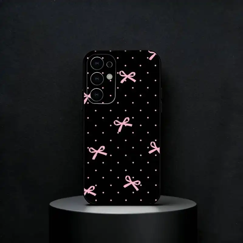 Bowknot Heart Phone Case For Samsung S25,S24,S23,S22,S21,S20,Plus,Fe,Lite,Others Black Cover - Image 3