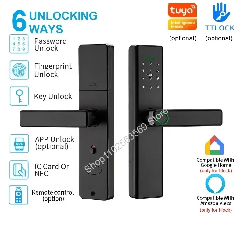 Smart Electronic Lock Tuya WIFI Door Lock Fingerprint Password IC Card NFC APP Key Remote Unlock TTlcok Work with Google Alexa