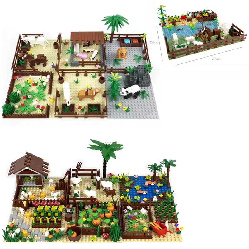 

MOC фермерская сцена DIY модель строительные блоки ручка для крупного рогатого скота свинья сарай куриная ферма панда лошадь сборка развивающие кирпичи DIY игрушки подарки