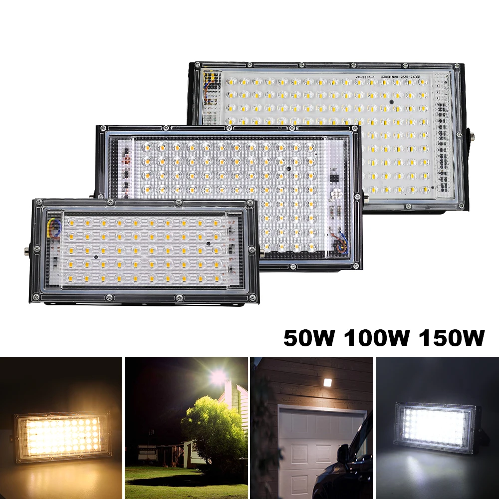 

Светодиодный прожектор 50 Вт 100 Вт 150 Вт IP65 Водонепроницаемый AC 220 В Открытый прожектор Прожектор Светодиодный отражатель Уличный фонарь Настенные прожекторы