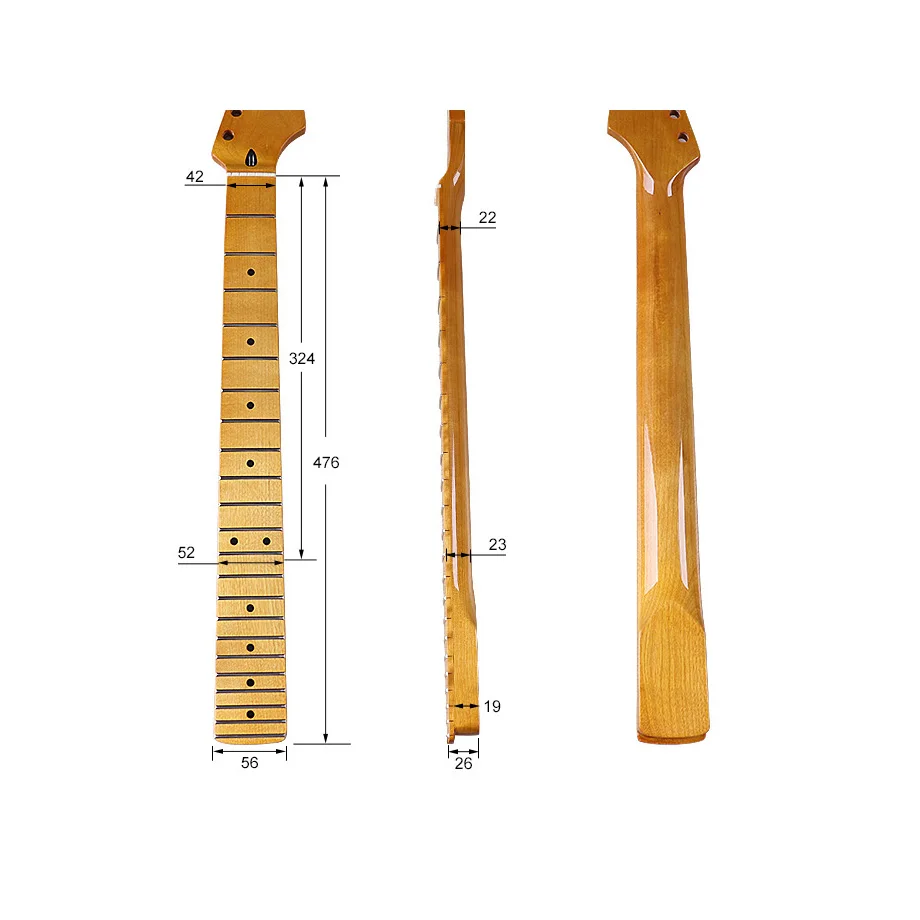 

ST electric guitar 6 strings, 22 pieces, neck glossy and maple handle, small head, yellow glossy guitar accessories 2-A