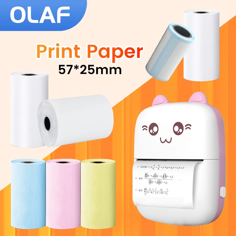 Mini Printer Thermal Paper Colorful Adhesive Self-adhesive Rolls Paper Label Sticker  for Picture Photo Portable Printer 57mm