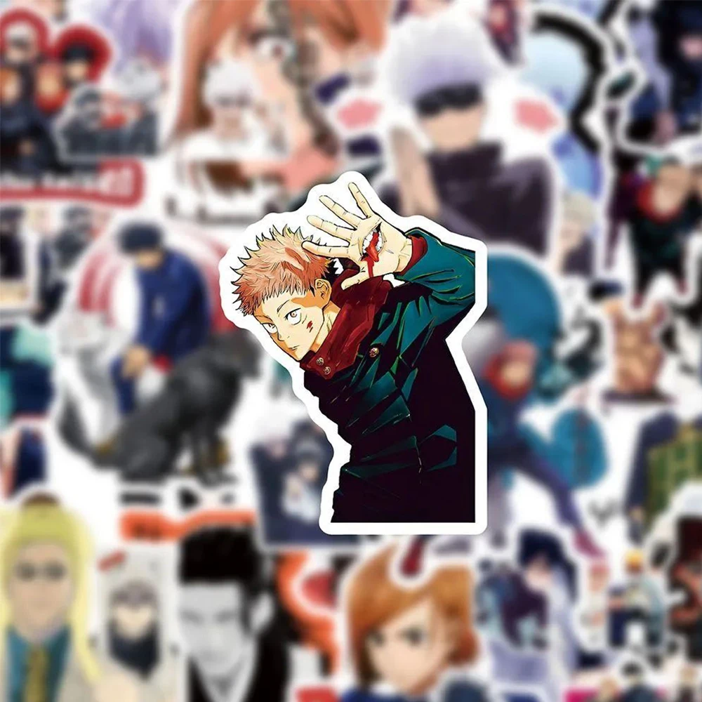 10/30/50pcs Kawaii Jujutsu Kaisen Stickers Anime Itadori Yuji Cartoon Decal Toys Graffiti Laptop Car Bike Sticker for Kid Gift