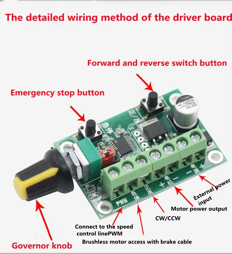 Pulse Width Speed Controller Brushless DC Motor Governor 6-30v CW CCW Brake Control Switch