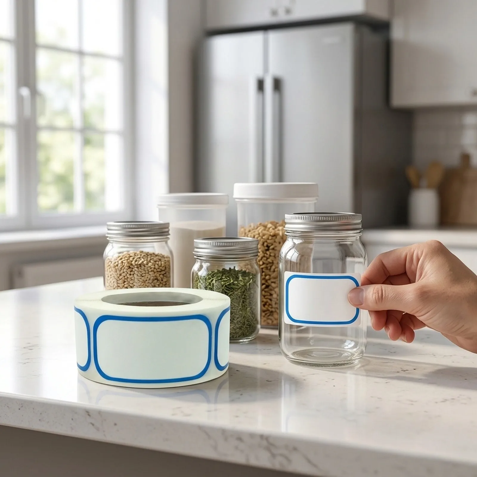 300 Pcs Food Storage Stickers Labels 2.5x5cm Self Date Name Tags For Kitchen Refrigerator Jar Container Organization