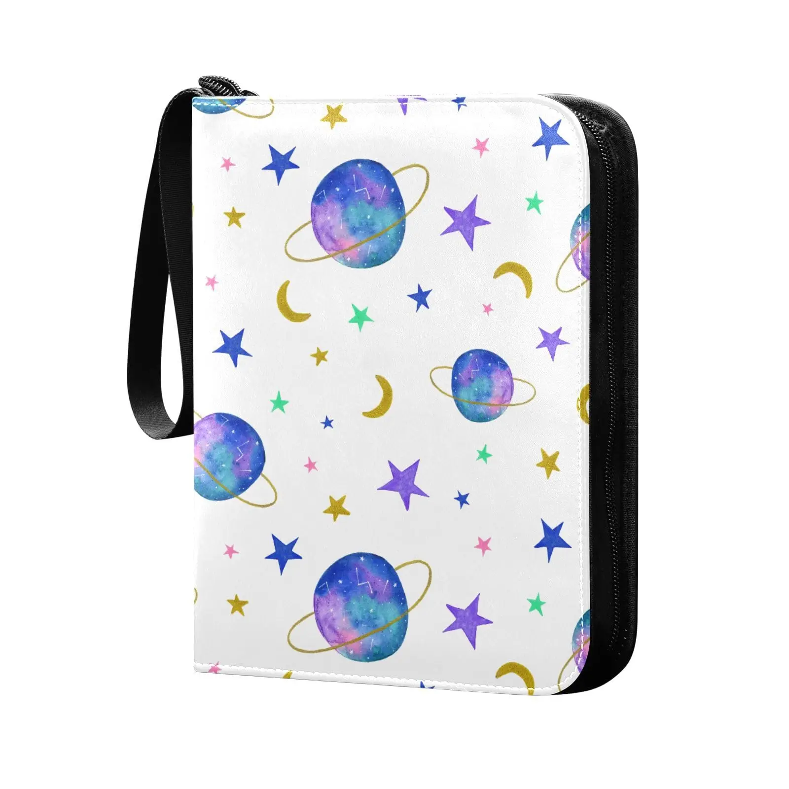 

Space Star Planets 4 Pocket Cards Binder, 400 Double Sided Pocket Album for Sport Game Cards, Unique Card Collection Storage