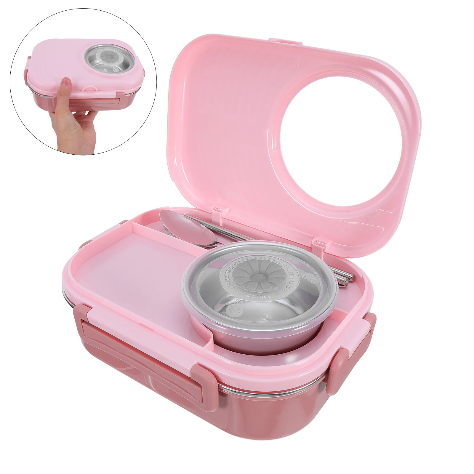 

3 Compartments Stainless Steel Lunch Box Leakproof Bento Meal Prep Container Portable For Office Travel Outdoor Reusable Food