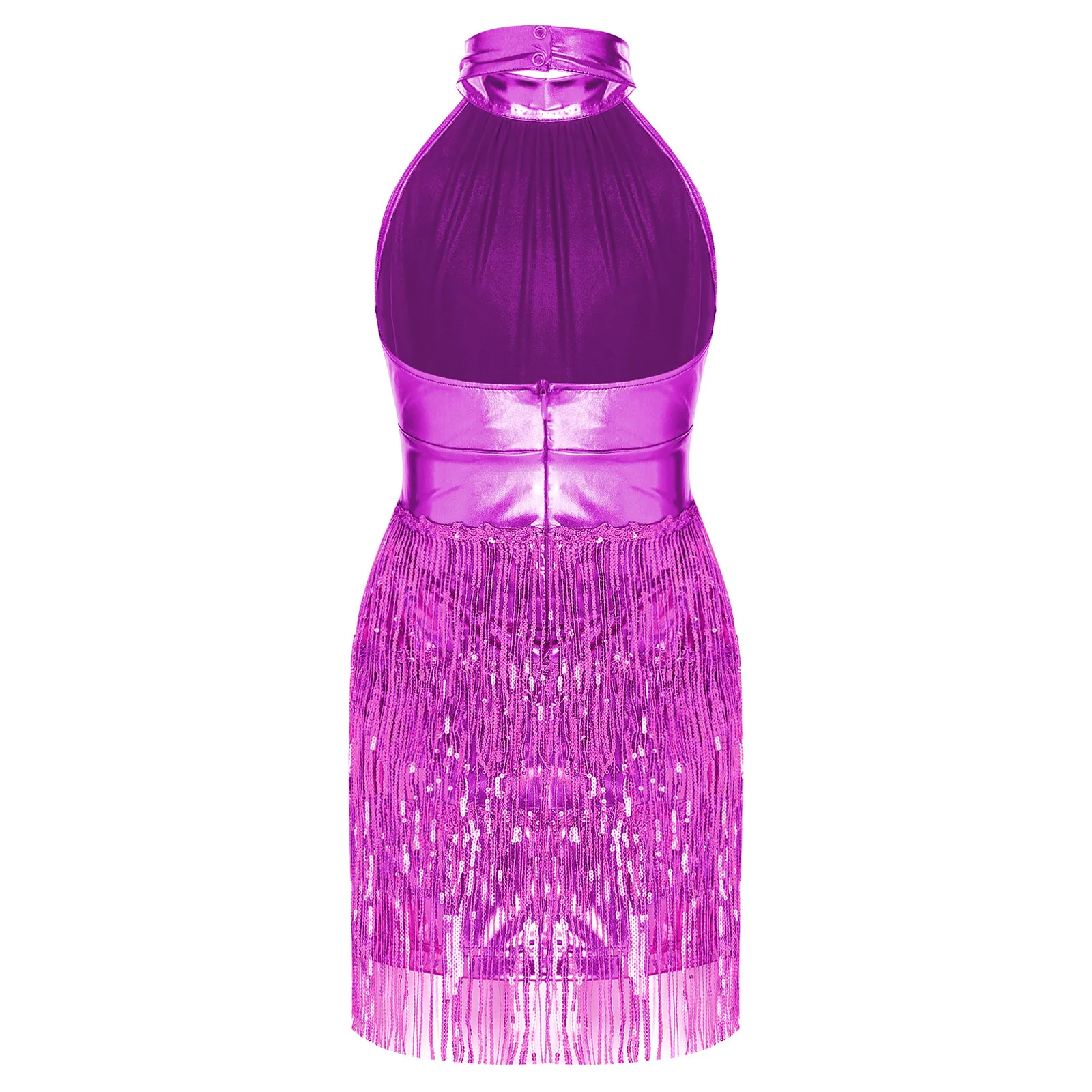 Girls Holiday Tassel Metallic Festival Dance Costume Shiny Dress Sequined Rave Stage Performance Dancewear Birthday Party Dress view 5