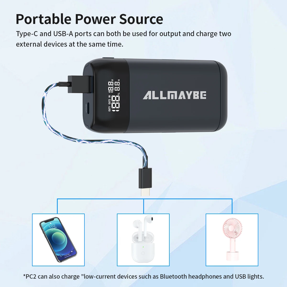 PC2 2-in-1 Battery Charger and Portable Power Bank – For 18650 and 21700 Batteries, Ideal for Smartphones and Outdoor Use