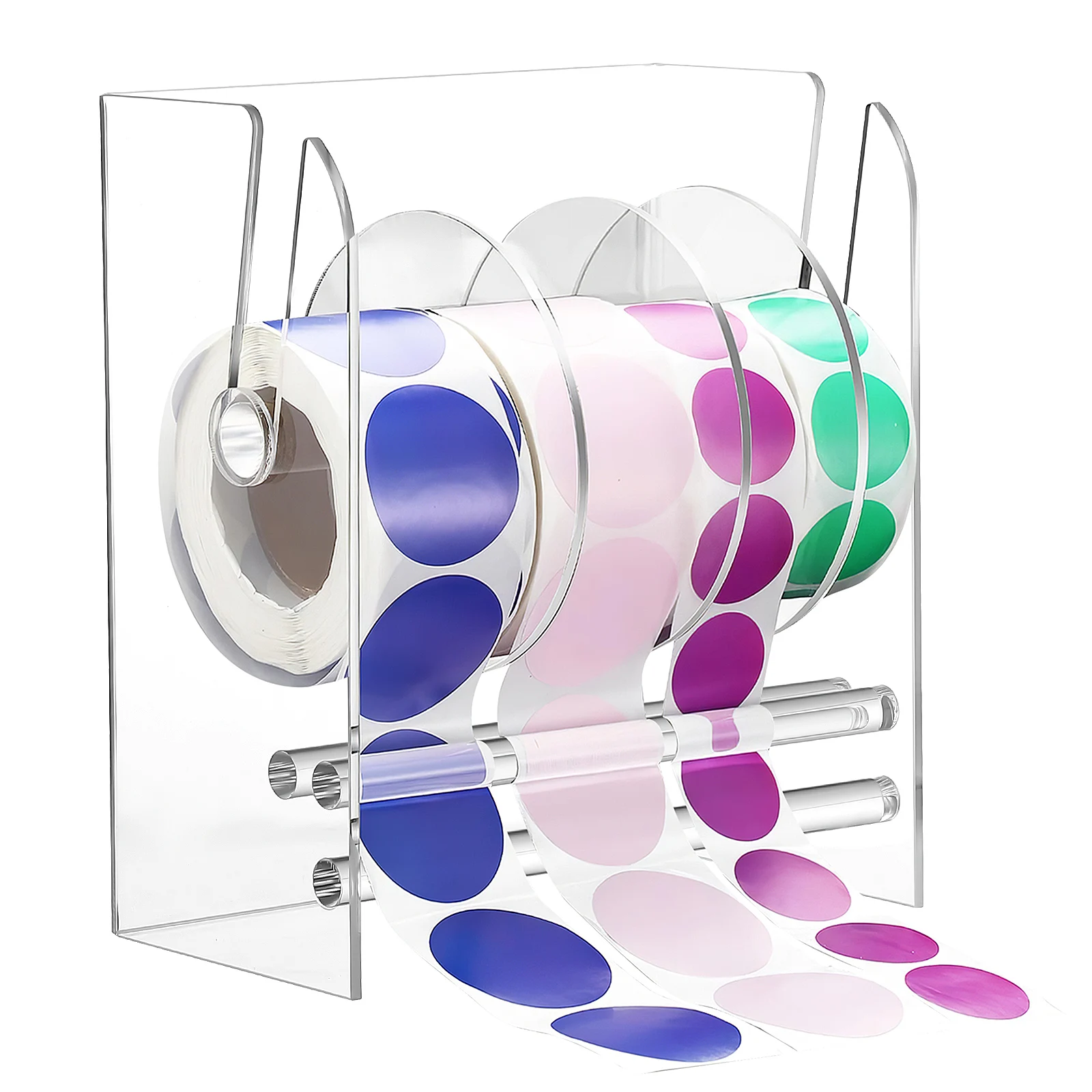 Aufkleberspender, verstellbares Etikett, transparenter Acryl-Aufkleberrollenhalter, Organizer, manueller Etikettenapplikator für Büro und Zuhause