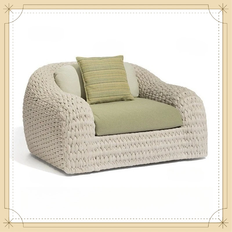 Outdoor Rattan Sofa, Waterproof Sunproof Wicker Furniture for Garden Patio and Balcony