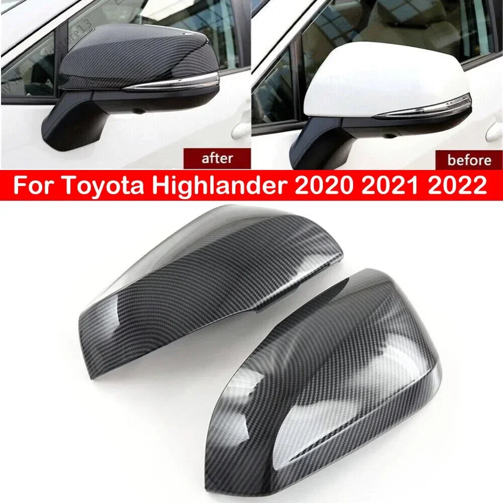 

For Toyota Highlander 2020 2021 2022 2023 Car Stikcer Rearview Side Mirror Cover Wing Cap Exterior Door Rear View Case Trim Auto