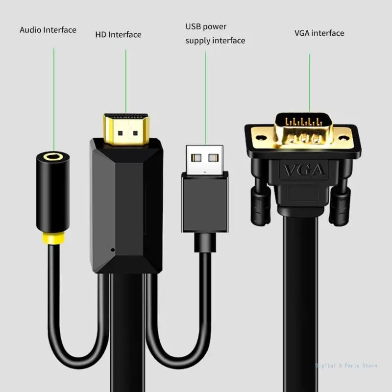 M17F VGA to HDTV Adapter Cable High Resolution 1920x1080P with 3.5mm Port USB2.0