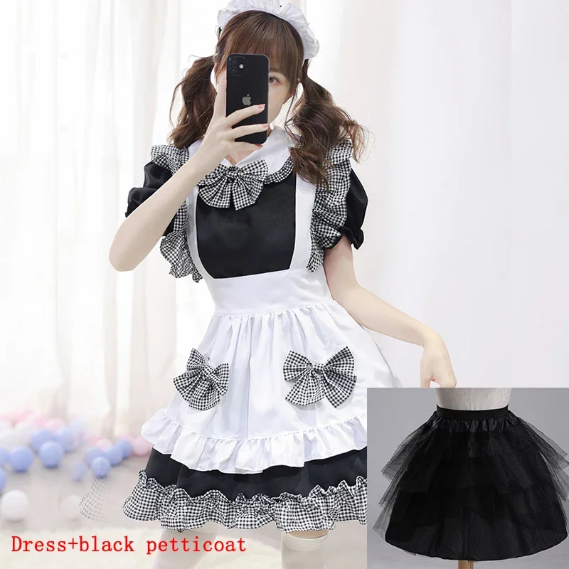 Schwarz niedlich lolita Dienst mädchen Kostüme Französisch Dienst mädchen Kleid Mädchen Frau Amin Cosplay Kostüm Kellnerin Dienst mädchen Party Bühne Vestido Lolita