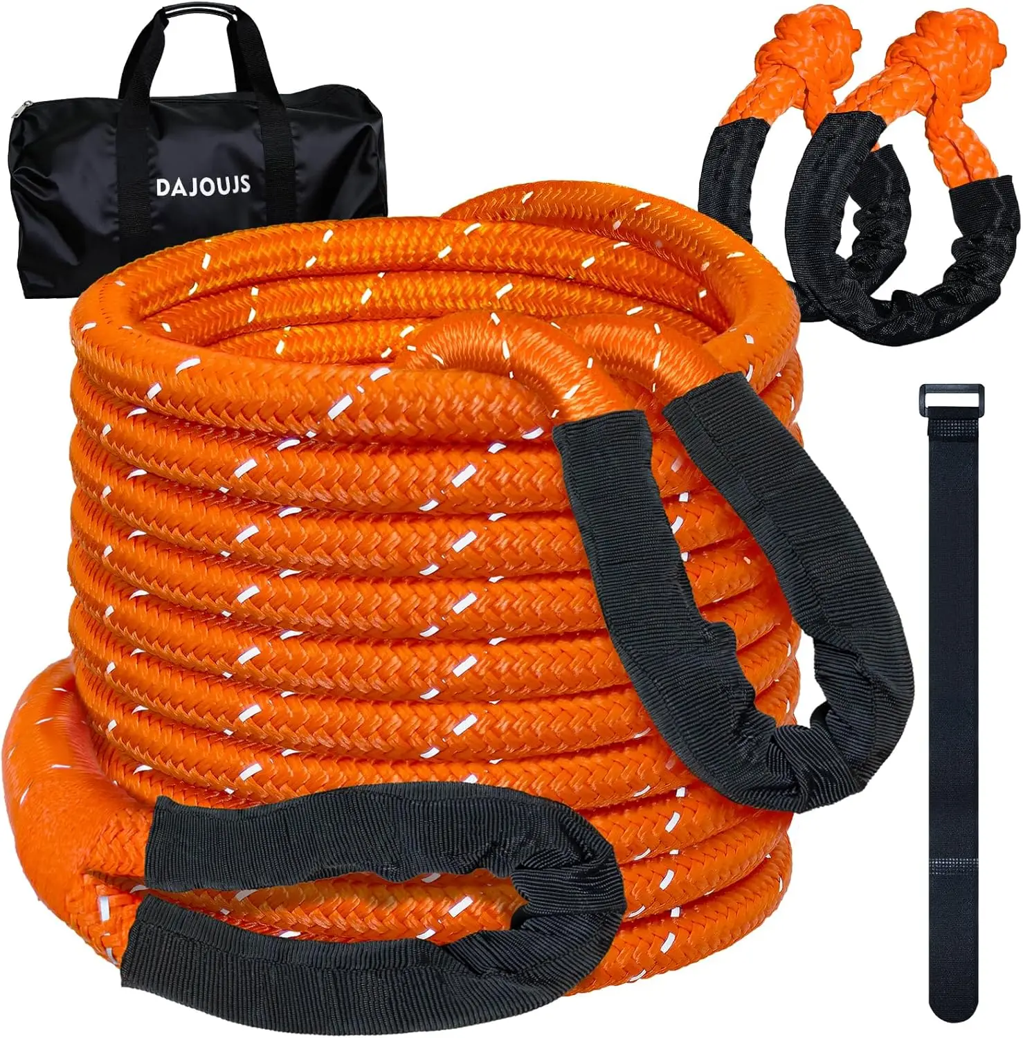 

Kinetic Recovery Tow Rope 7/8" x 30ft 48500lbs Snatch Strap with 2 Soft Shackles 56000lbs Break Strength for Truck ATV UTV