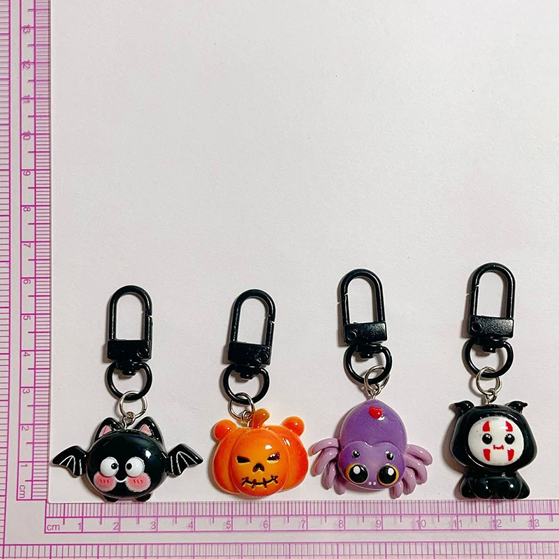 1Pcs Kawaii Resin Bat Spider Skeleton Pumpkin Pendants Crafts DIY Earring Keychain Halloween Bag Hnging Accessories