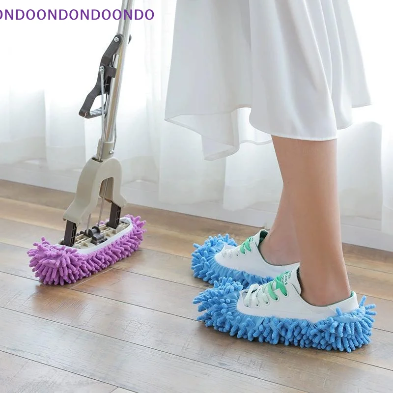 1 Pair Dust Mop Slippers Fits Most Sizes Washable Mopping Foot Socks for Pet Hair Cleanup