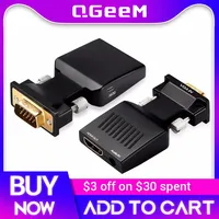 QGeeM VGA to HDMI Adapter Cable With Audio Full HD VGA to HDMI adapter with Video Output 1080P HD for PC Laptop HDMI toVGA