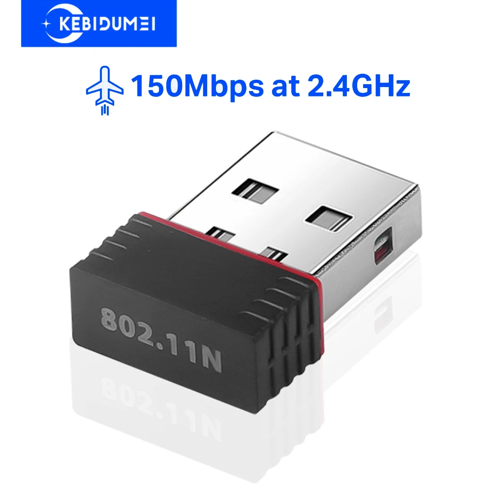 

2.4G USB WiFi Adapter 150Mbps Wireless Network Card Mini Signal Receiver USB Dongle Plug and Play for Desktop Laptop PC Windows