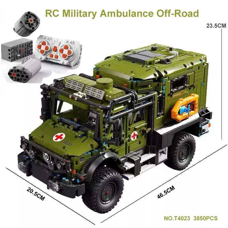 

3850 PCS Technical Car Remote Control Military Ambulance Off-Road Cars Building Blocks APP Rescue Vehicle RC Bricks Toys Kids